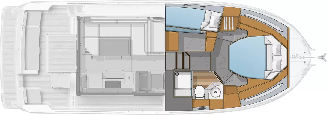 Beneteau Swift Trawler 37 Sedan Grundriss Unterdeck
