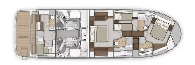 Grand Trawler 63 Layout 3 Kabinen